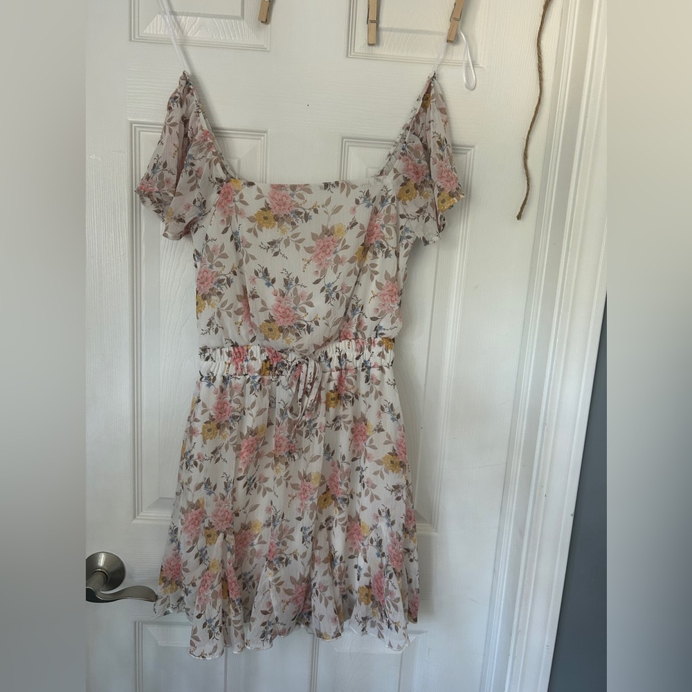 Miami Pink and Yellow Tiered Ruffle Mini Dress